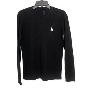 Hylete Black Waffle Knit Mens Long Sleeve Shirt Small